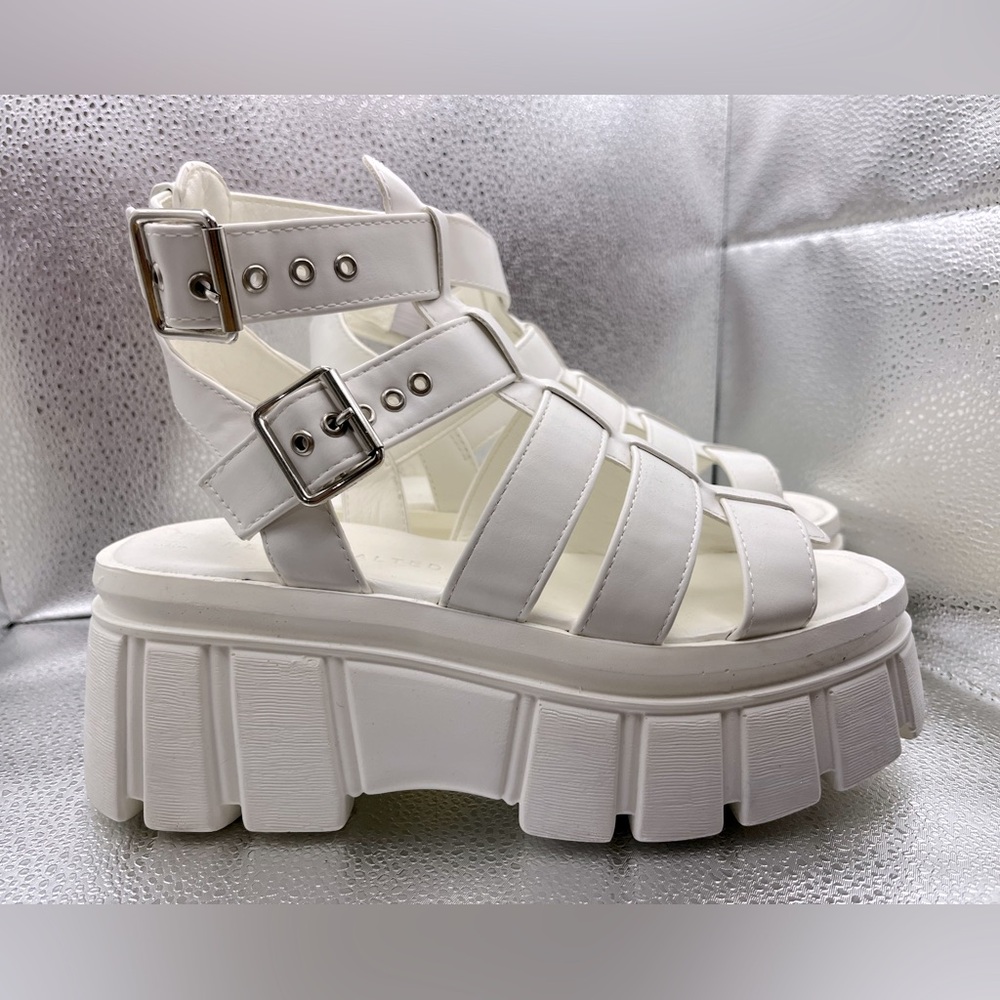 Ready Salted white chunky combat sandals
